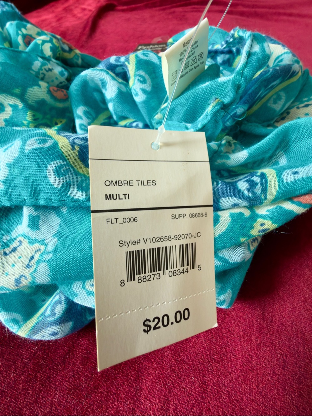 Teal Patterned Infinity Scarf - Picture 2 of 2
